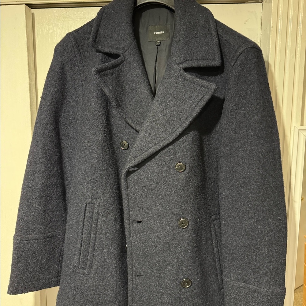 Express Double-Breasted Navy Coat